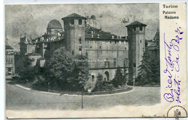 Cartolina illustrata Torino. Palazzo Madama
