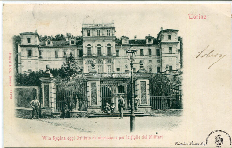 Cartolina illustrata Torino. Villa Regina oggi Istituto di educazione per le figlie dei Militari
