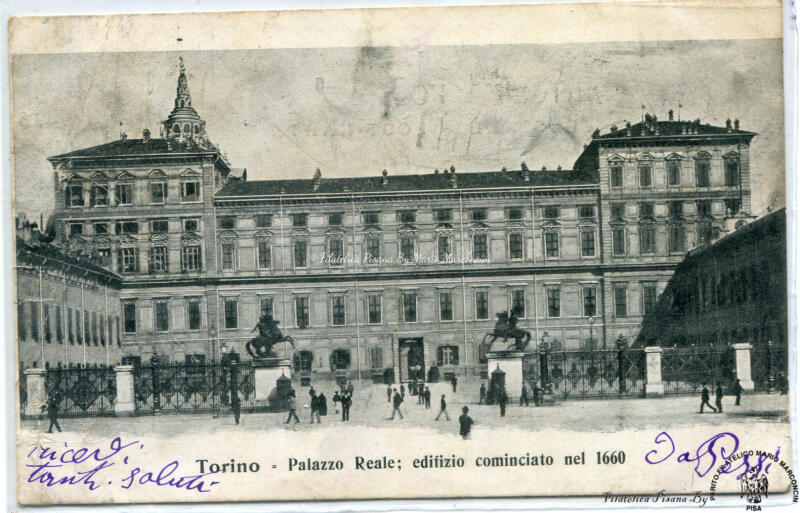 Cartolina illustrata Torino. Palazzo Reale, edifizio cominciato nel 1660