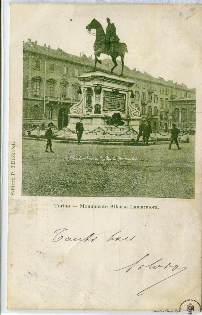 Cartolina illustrata Torino. Monumento Alfonso Lamarmora