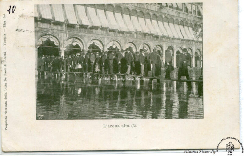 Cartolina illustrata Venezia. L’acqua alta