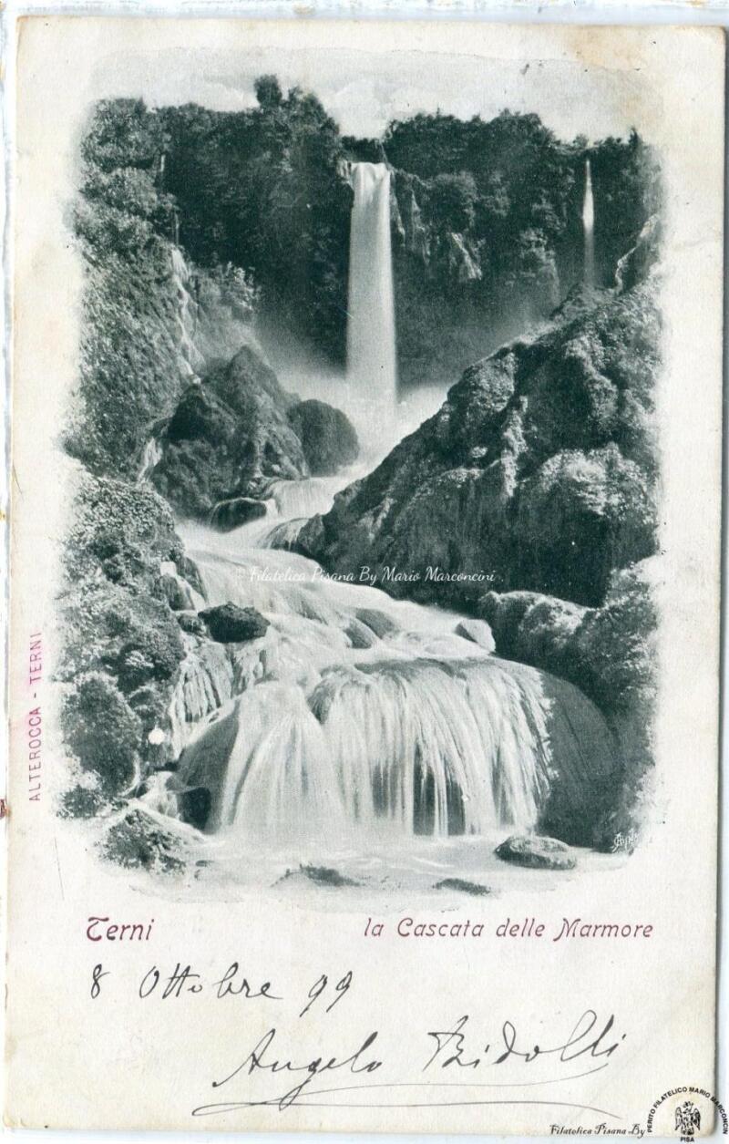 Cartolina illustrata Terni. La cascata delle Marmore