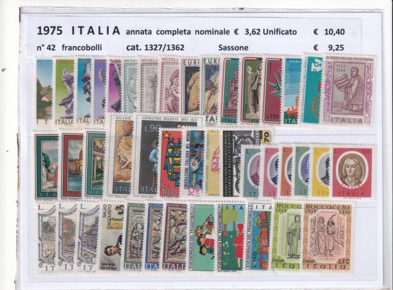 Francobolli nuovi Italia: annata completa 1975
