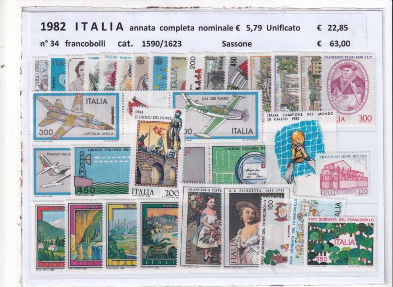 Francobolli nuovi Italia: annata completa 1982