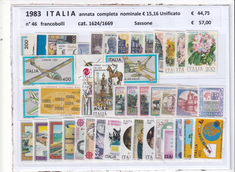 Francobolli nuovi Italia: annata completa 1983