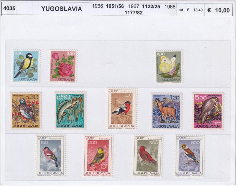 Francobolli Jugoslavia - Anni 1966, 1967, 1968 Flora Fauna Uccelli Farfalle