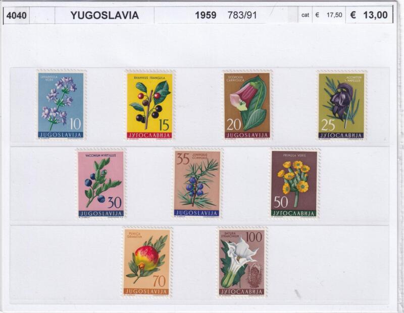 Francobolli Jugoslavia - Anno 1959 Flora