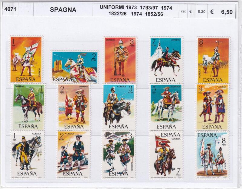 Francobolli Spagna - Anni 1973, 1974 Uniformi