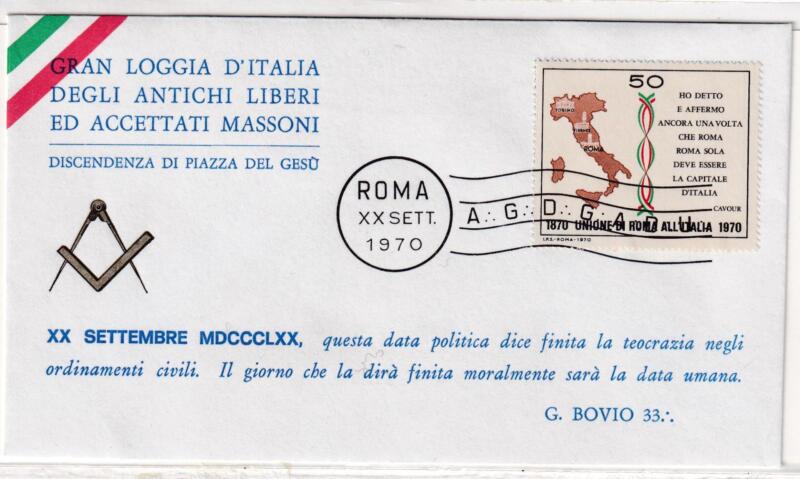 Busta "Massoneria" - "Gran Loggia d'Italia" con annullo