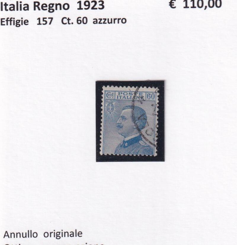 Francobollo Regno d’Italia - Anno 1923 Effigie Michetti Centesimi 60 Azzurro