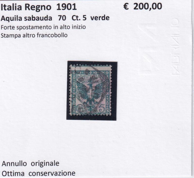 Francobollo Regno d'Italia - Anno 1901 - Aquila sabauda Centesimi 5 Verde