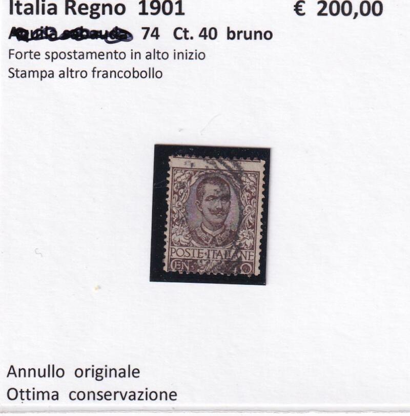 Francobollo Regno d'Italia - Anno 1901 - Effigie Centesimi 40 Bruno