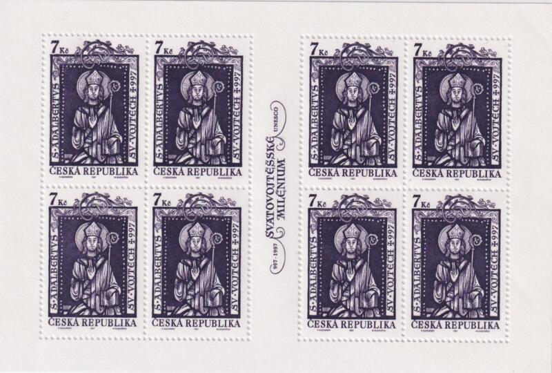 Foglietto Emissione congiunta Vaticano - Cecoslovacchia Sant'Adalberto da Praga Anno 1997