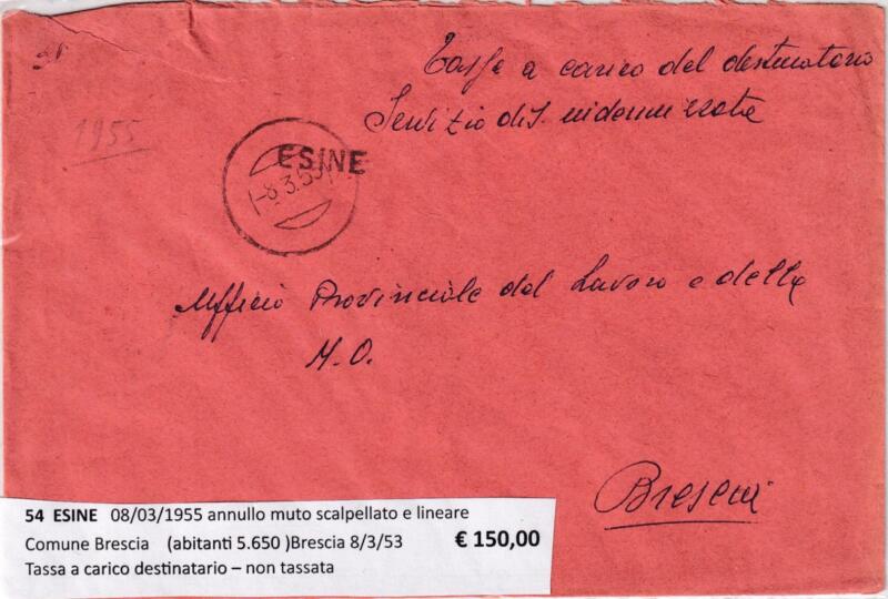 Annullo muto ESINE – Data 08/03/1955 Tassa a carico destinatario
