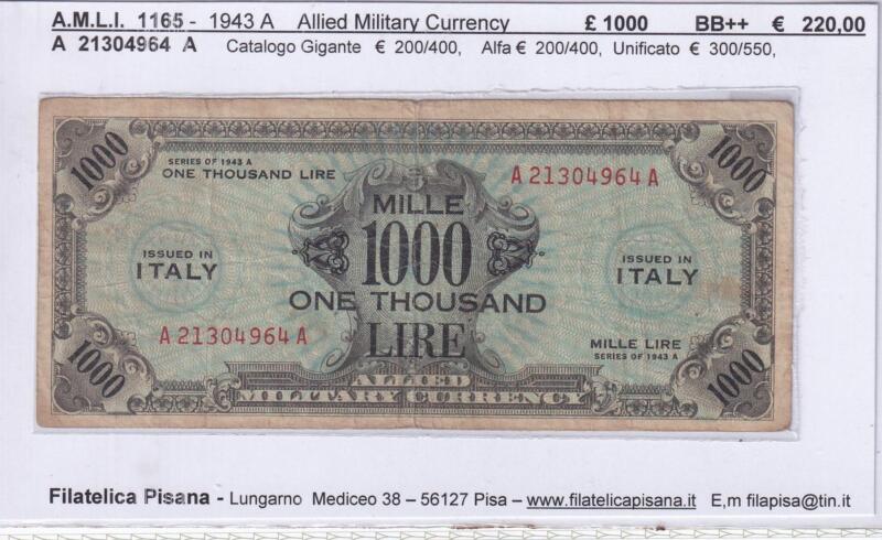 Banconota Allied Military Currency – Anno 1943 – Lire 1.000