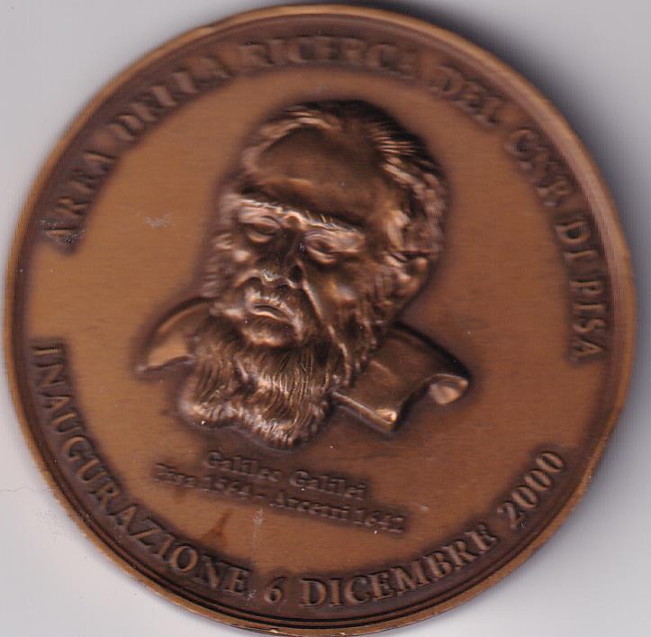 Medaglia Galileo Galilei Inaugurazione area Ricerca C.N.R. 6/12/2000 - Diam. 60 bronzo Opus Bargagna