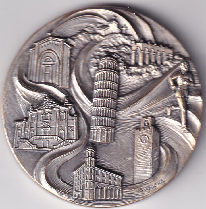 Medaglia Pisa Marathon 6 giugno 2004 - Diam. 60 metallo bianco Opus Bargagna