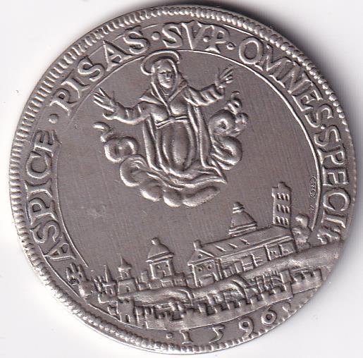 Medaglia Riproduzione del tallero di Pisa del 1596 Diam. 42 argento