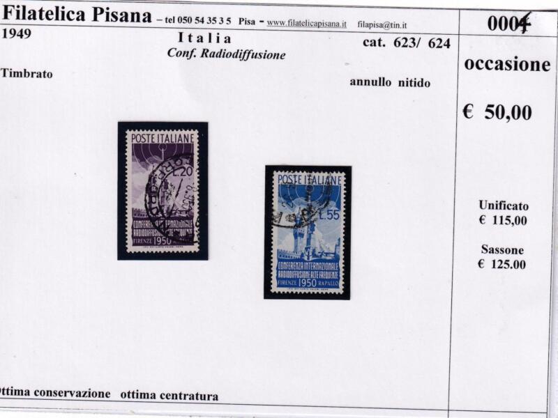 Francobolli Italia Repubblica timbrati - Anno 1950 Radiodiffusione Serie completa