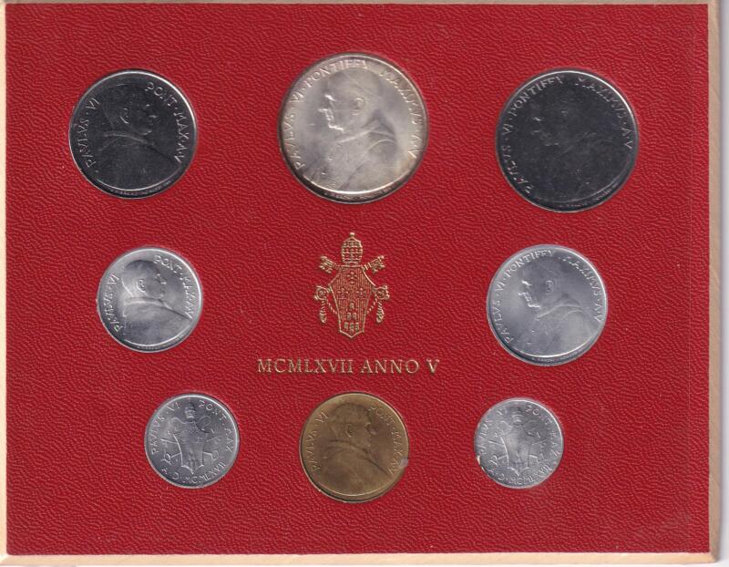 Monete Vaticano 1967 Serie divisionale fior di conio Anno V