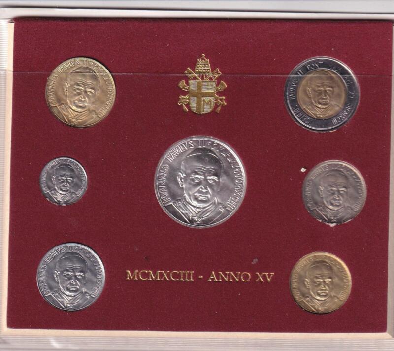 Monete Vaticano 1993 Serie divisionale fior di conio Anno XV