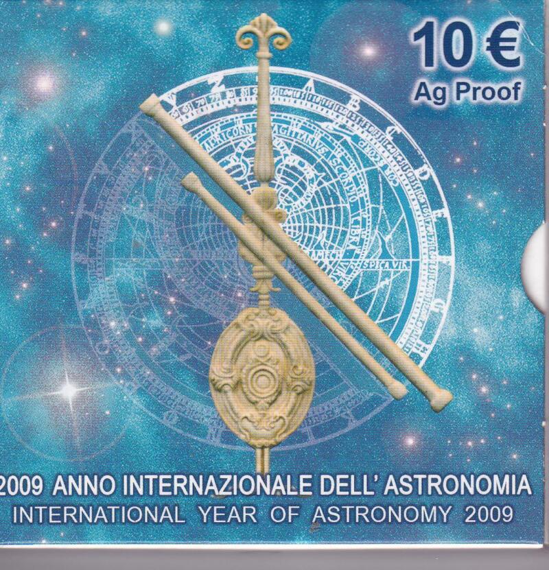 Moneta commemorativa Italia Repubblica Euro 10,00 2009 Anno Internazionale Astronomia Anno 2009 Proof