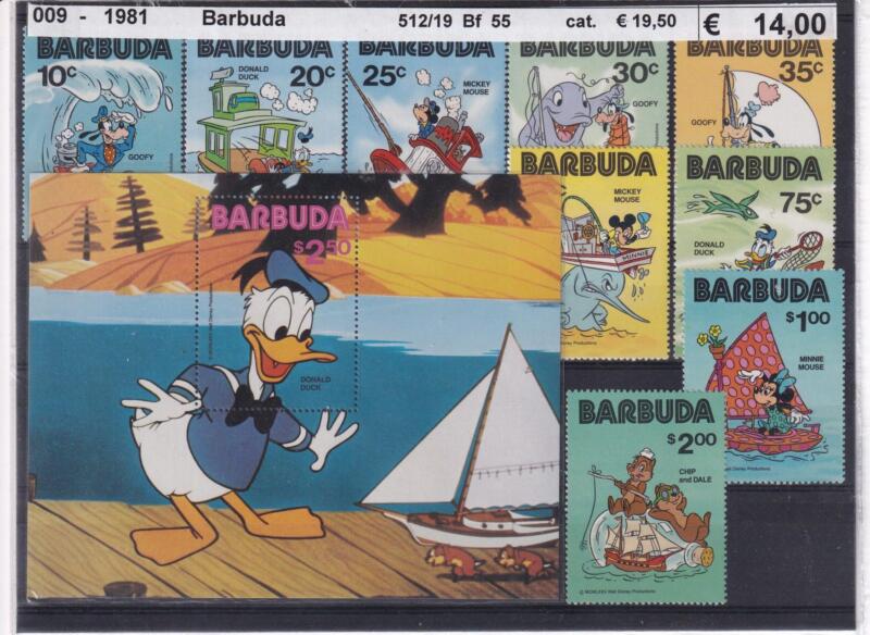 Francobolli e Foglietto Barbuda. anno 1981 – Tematica Disney