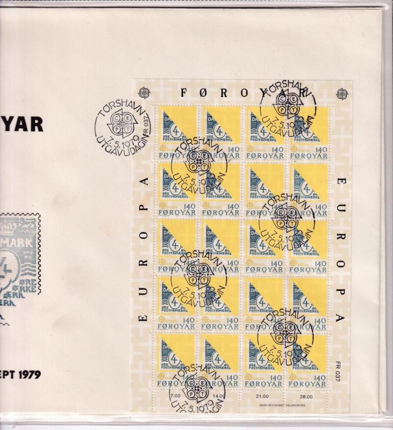 Minifoglio FDC Faeroer anno 1979 Europa