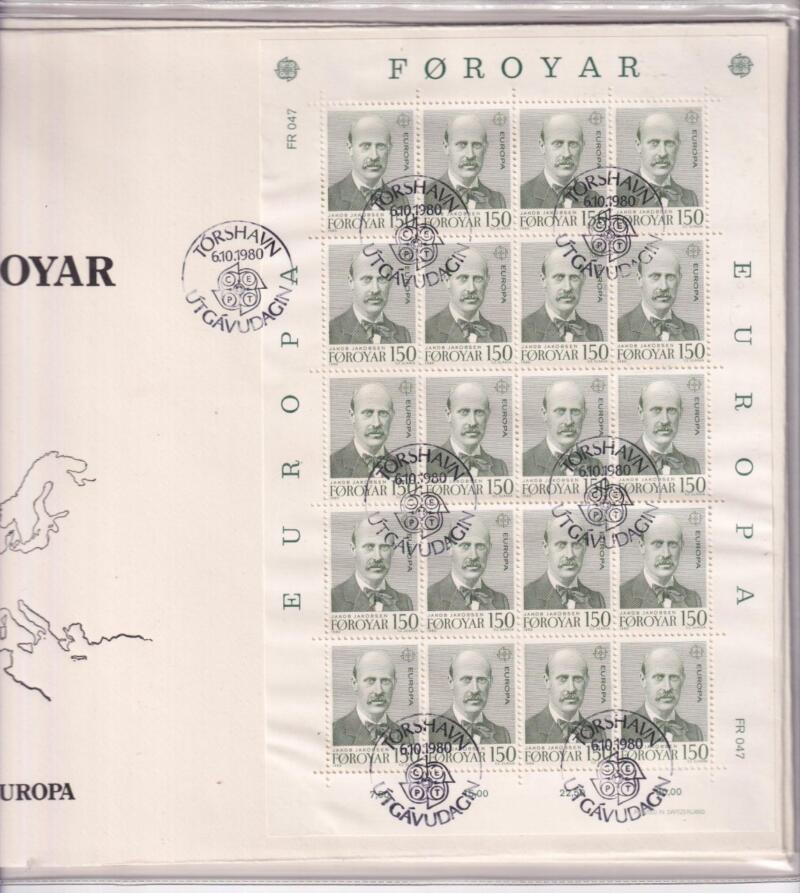 Minifoglio FDC Faeroer anno 1980 Europa