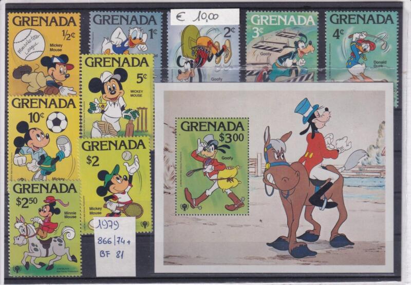 Francobolli e Foglietto Granada anno 1979 – Tematica Disney Sport