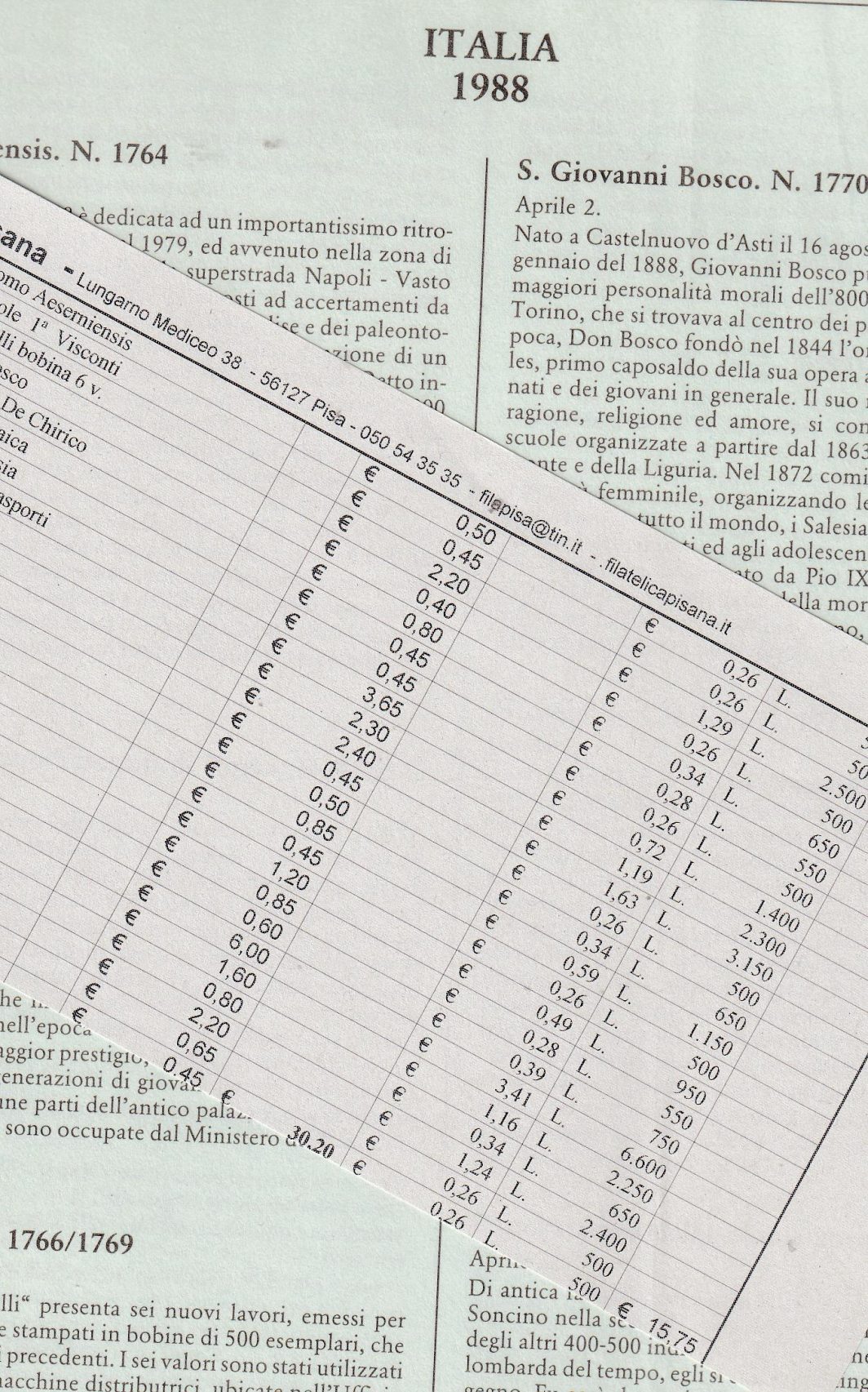 Francobolli Italia Repubblica Anno 1988 annata completa 39 francobolli catalogo montata su fogli Marini King Versione classica