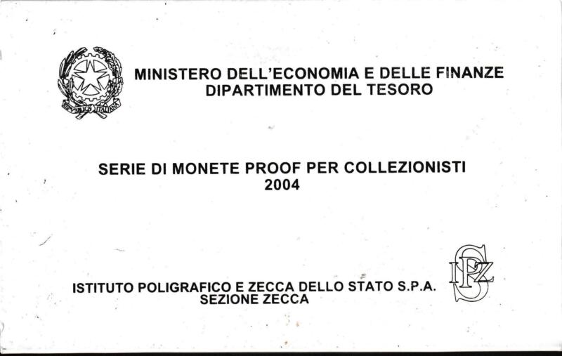 Serie Monete  proof  Italia Repubblica Anno  2004
