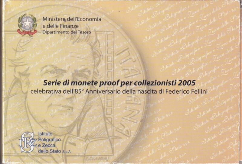 Serie Monete  proof  Italia Repubblica Anno  2005