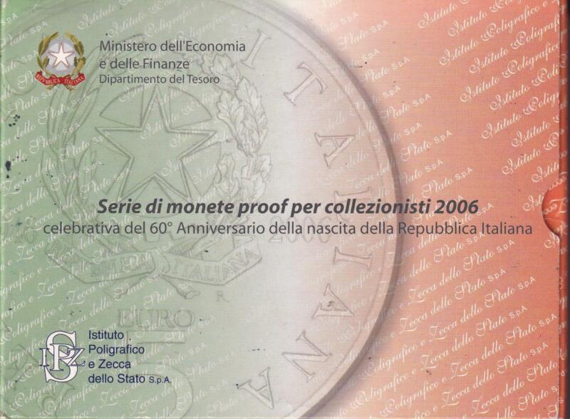 Serie Monete  proof  Italia Repubblica Anno  2006