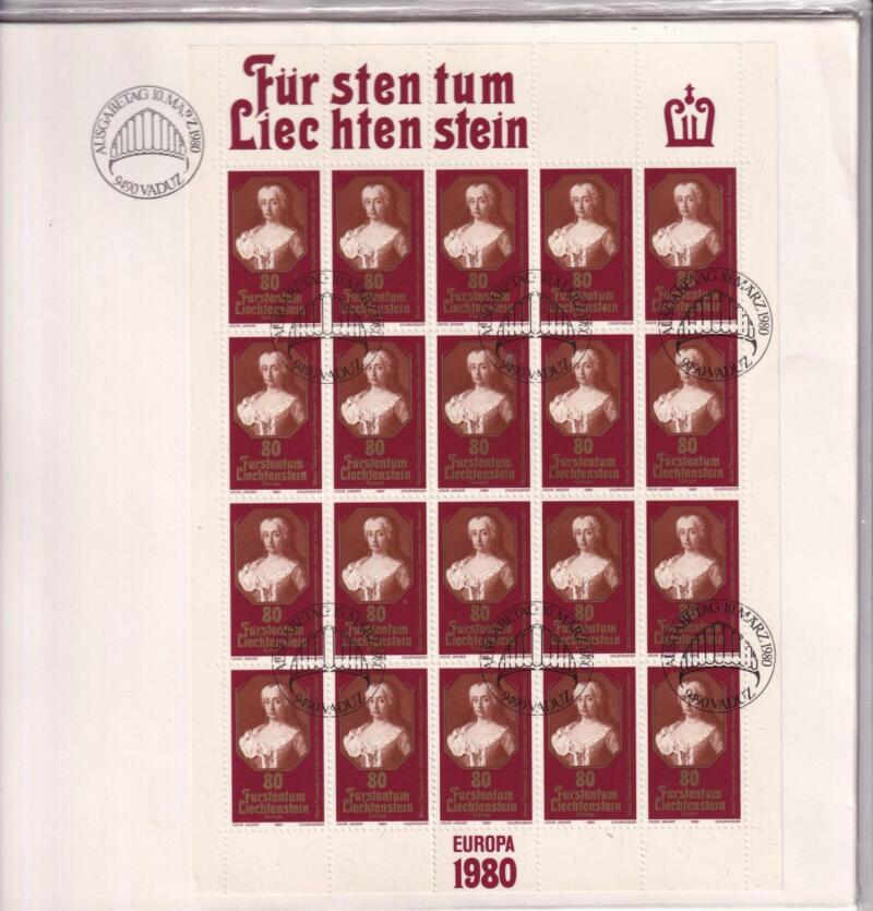 Minifoglio FDC Liechtenstein anno 1980 Europa