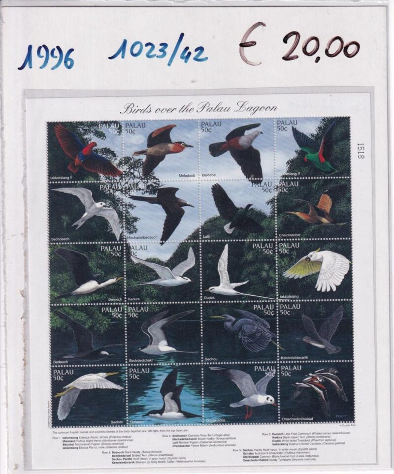 Minifoglio Palau anno 1996 Uccelli