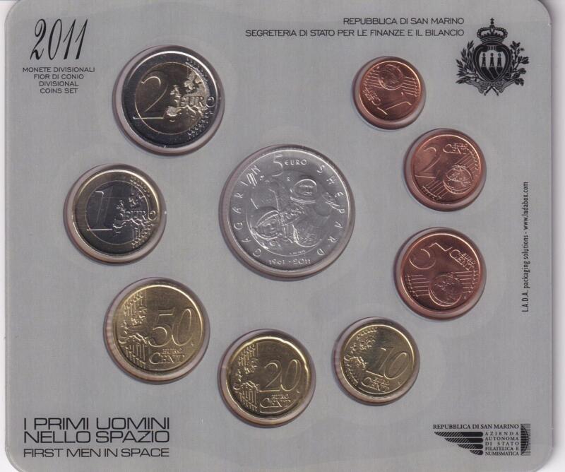 Monete San Marino  Serie divisionale fior di conio  Anno 2011 I primi uomini nello spazio