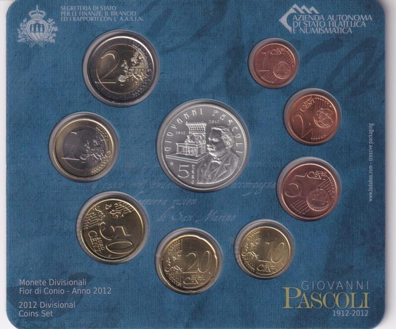 Monete San Marino  Serie divisionale fior di conio  Anno 2012 Pascoli