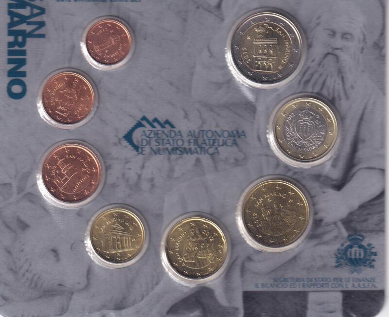 Monete San Marino  Serie divisionale fior di conio  Anno 2012