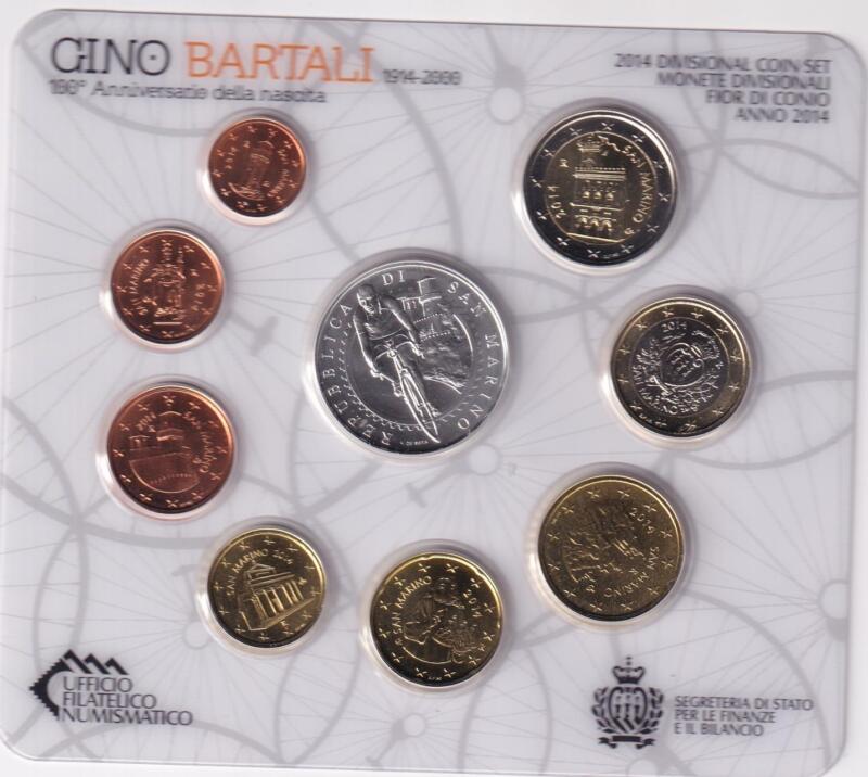 Monete San Marino  Serie divisionale fior di conio  Anno 2014 Bartali