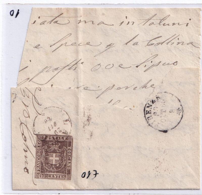 Francobollo Granducato di Toscana – Anno 1860 Centesimi 10 bruno (cat. n. 19)