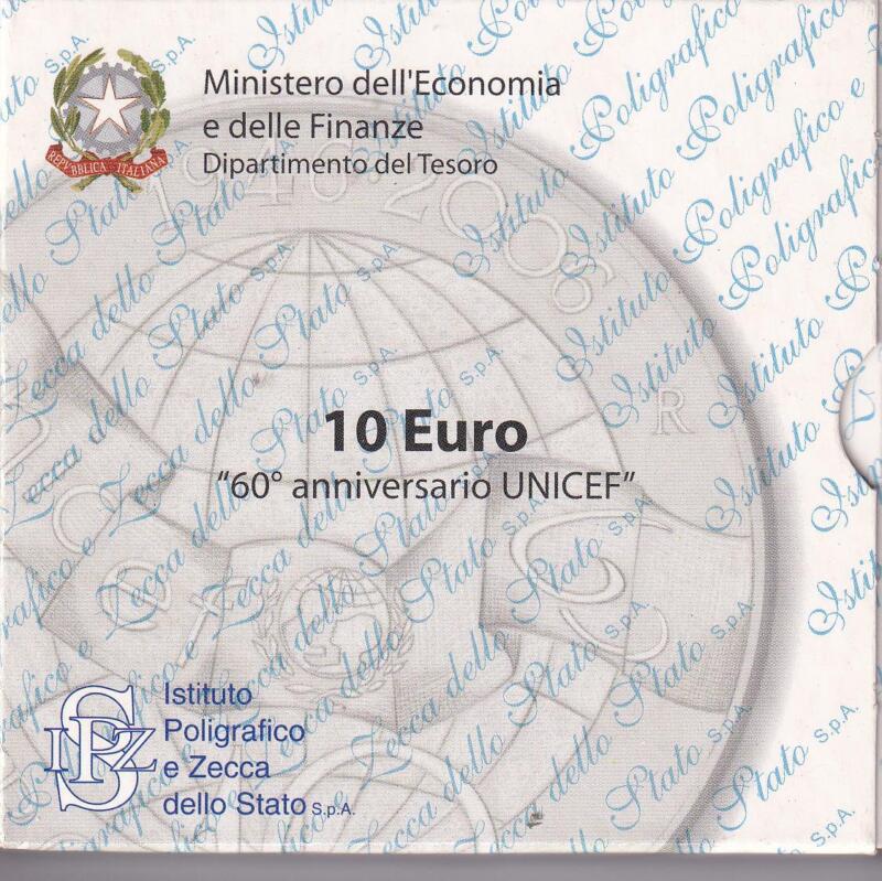 Moneta commemorativa Italia Repubblica Euro 10,00 Sessantesimo Anniversario UNICEF Anno 2006