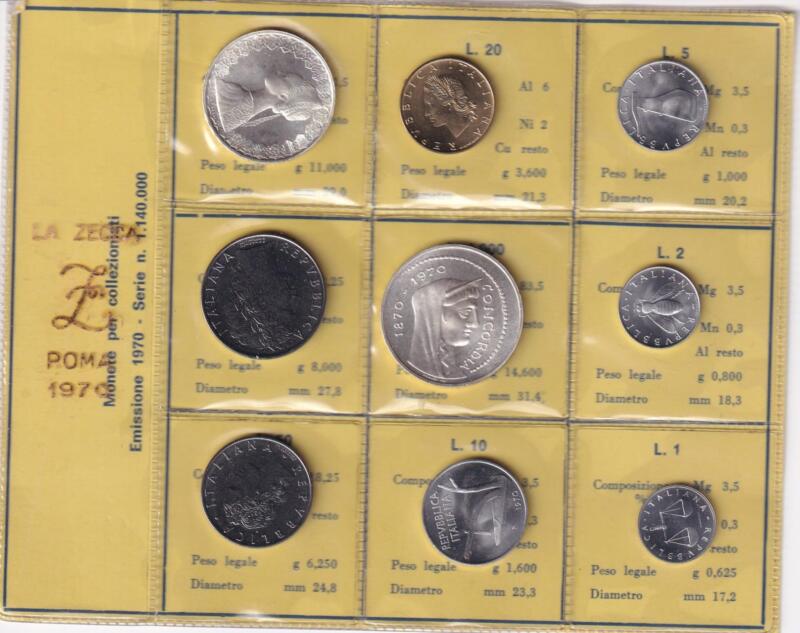 Monete Italia – Serie divisionale fior di conio – Anno 1970