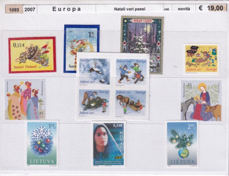 Francobolli vari Stati europei Anno 2007 Tematica Natale