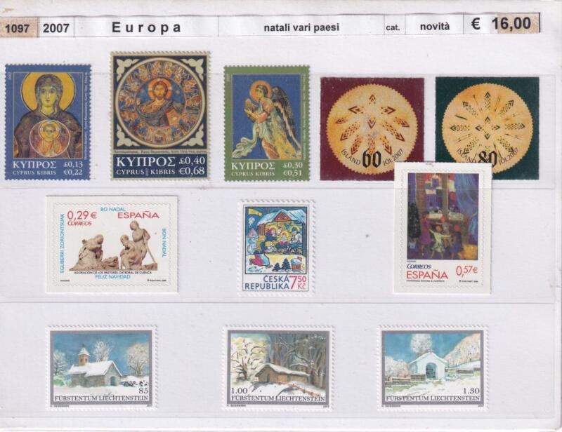 Francobolli vari Stati europei Anno 2007 Tematica Natale