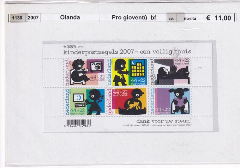 Francobolli Foglietto Olanda Anno 2007 Tematica Pro iuventute