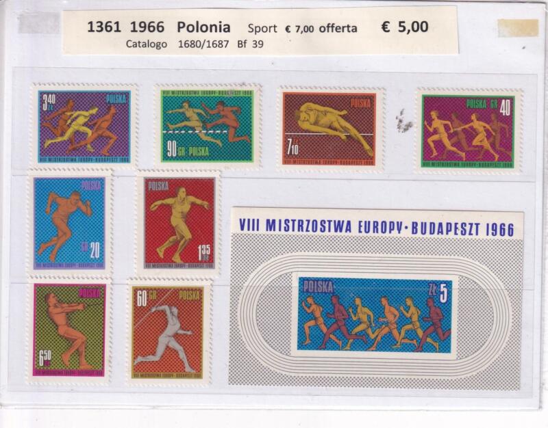 Francobolli Foglietto Polonia Anno 1966 Tematica Sport Olimpiadi