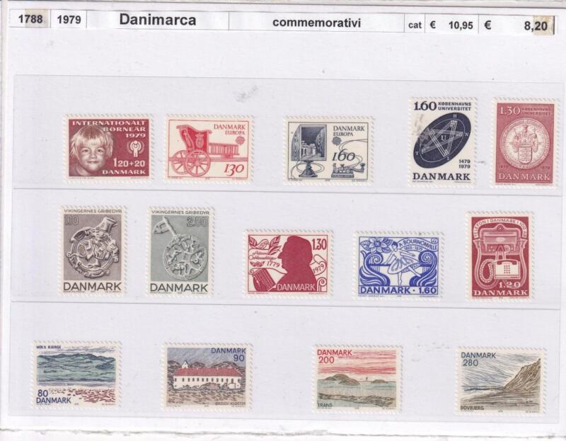 Francobolli Danimarca Anno 1979 Varie emissioni Tematiche Personaggi Illustri, Monumenti e Vedute, Arte, Europa