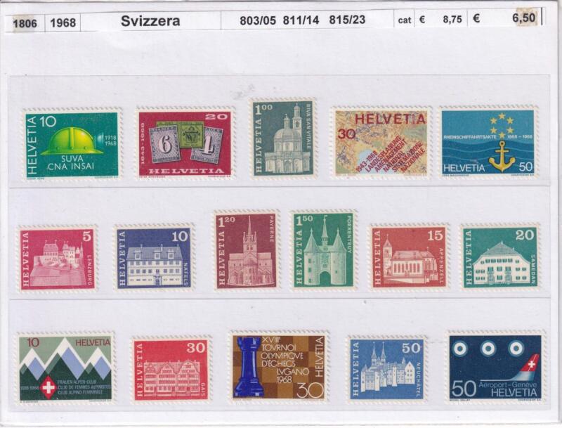 Francobolli Svizzera Anno 1968 Varie emissioni Tematiche Monumenti e Vedute