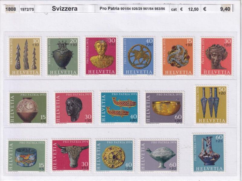 Francobolli Svizzera Anni 1972-75 Varie emissioni Pro Patria Tematiche Arte